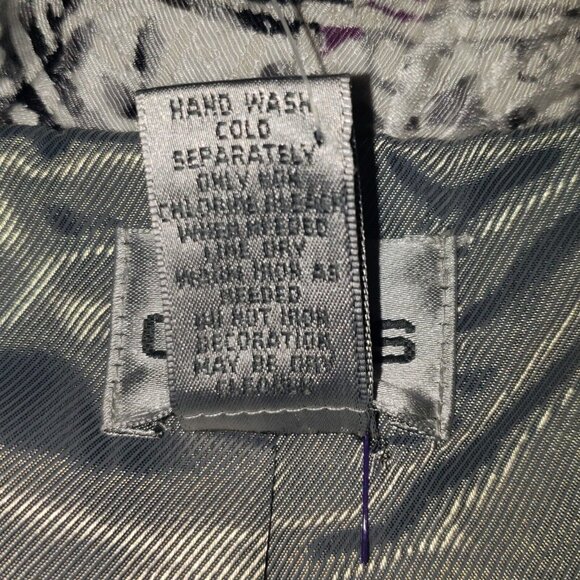 Chico's Parmenia Jacket Purple Pretty Print Silk Beaded Appliques Size 2 Large - Picture 11 of 16